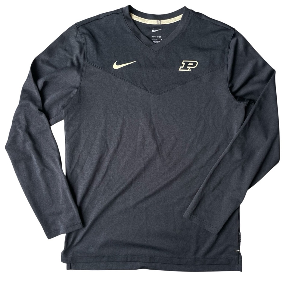 Nike Purdue Boilermakers V-Neck Long Sleeve Performance For-Fit T-Shirt Size M
